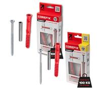 Corefix 4 x 100mm & 4 x 120mm Bundle Heavy Duty Dot & Dab Wall Fixings. Plasterboard Over Blockwork Wall Plugs & Screws - for TVs, Radiators, Shelving & More