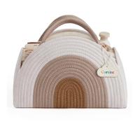 Coreint Nappy Caddy - Baby Diaper Bag Organizer, Cotton Rope Storage Basket for Newborn Boys and Girls, Baby Gift, Newborn Essentials, Rainbow Style