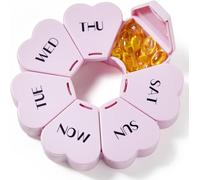 Coreint Pill Box,Cute 7 Day Portable Pill Organiser,Weekly Pill Organizer to Hold Vitamins,Pill Boxes 7 Day Pill Organiser for Cod Liver Oil, Supplements, Medication Travel Work,Gift for Parents