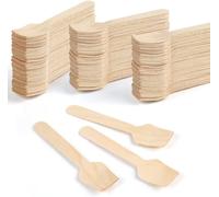 Coreint Wooden Spoon,100 Pack Disposable Spoons, 95mm/3.7" Biodegradable and Compostable,Dessert Spoons and Mini Ice Cream Spoons