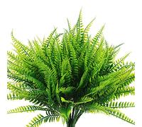 Coreland 8 Pcs Artificial Boston Fake Fern Plants Bushes Faux Plants Shrubs Greenery UV Resistant for House Office Garden Indoor Outdoor Décor
