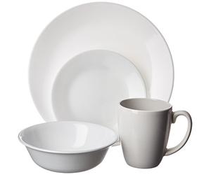 Corelle 1092896 16-Piece Vitrelle Glass Winter Frost White Chip and Break Resistant Dinner Set, Service for 4, White