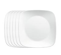 CORELLE 1114528 Square 8-3/4-Inch Luncheon Plate, Pure White, Set of 6, Glass