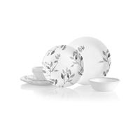 Corelle 1126026 12-Piece Vitrelle Misty Leaves Chip and Break Resistant Dinner Set, Grey 29.5 x 14.5 x 29 cm