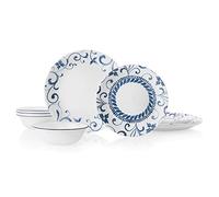 Corelle 3516 12-Piece Dinnerware Set Service for 4, Chip Resistant, Glass, Artemis, Vitrelle