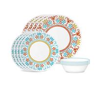 Corelle 12-Piece Round Dinnerware Set, Service for 6, Lightweight Round Plates and Bowls Set, Vitrelle Triple Layer Glass, Chip and Scratch Resistant, Microwave and Dishwasher Safe, Terracotta Dreams
