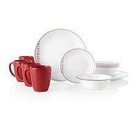 Corelle 16-Piece Dinnerware Set Service for 4, Chip Resistant, Glass, Fusion Chilli