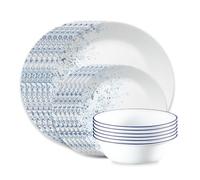 Corelle 18-piece Dinner Set, Indigo Speckle, Blue and White for 6, Chip Resistant Dinnerware, includes 26cm dinner plates, 17cm salad / side plates and 530ml soup / cereal bowls
