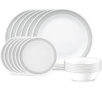 Corelle 18-Piece Dinner Set, Mystic Grey, Service for 6, Chip Resistant Dinnerware, Includes 26cm Dinner Plates, 17cm Salad/Side Plates and 530ml Soup/Cereal Bowls