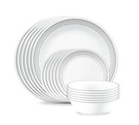 Corelle 18-Piece Dinner Set, Mystic Grey, Service for 6, Chip Resistant Dinnerware, Includes 26cm Dinner Plates, 17cm Salad/Side Plates and 530ml Soup/Cereal Bowls