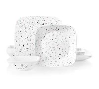 Corelle 18-Piece Dinnerware Set Service for 6, Chip Resistant, Glass, Terrazzo Rosa Square
