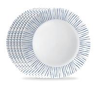 Corelle 6-Piece 10.25" Vitrelle Glass Dinner Plates, Lightweight, Chip/Scratch Resistant - Botanical Stripes