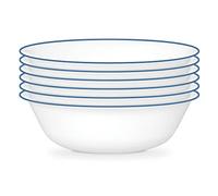 Corelle 6-Piece 18oz Round Bowls, Vitrelle Triple Layer Glass, Perfect for Soup, Cereal and Snacks, Lightweight, Chip and Scratch Resistant, Microwave and Dishwasher Safe, Botanical Stripes