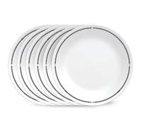 Corelle 6-Piece 8.5" Lunch Round Plates, Vitrelle Triple Layer Glass, Lightweight Round Plates, Salad Plates, Chip and Scratch Resistant, Microwave and Dishwasher Safe, Brasserie
