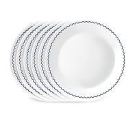 Corelle 6-Piece 8.5" Lunch Round Plates, Vitrelle Triple Layer Glass, Lightweight Round Plates, Salad Plates, Chip and Scratch Resistant, Microwave and Dishwasher Safe, Caspian