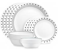 Corelle® City Block 16-Piece Mugless Dinnerware Set, Service for 4, Black