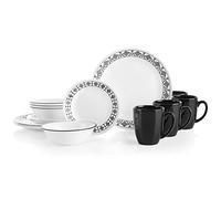 Corelle Cusco 16 Piece Dinnerware Set Service for 4 Black