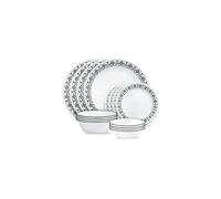 Corelle Cusco 16pc, Service for 4, Dinnerware Set, 8 Plates 8 Bowls, Chip & Break Resistant, Dinner Plates and Dinner Bowls, Corelleware Plates, White
