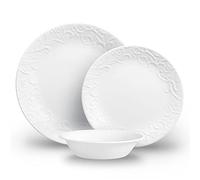 Corelle Dinnerware Set (12pc Set, Bella Faenza)-Dinner Set for 4, Includes 4 x: Plates, Side Plates & Bowls, 3 X More Durable, Half The Space & Weight of Ceramic, up to 80% Recycled Glass (1146912)