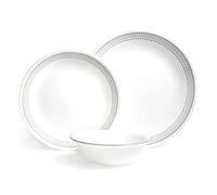 Corelle Dinnerware Set (12pc Set, Mystic Grey)-Dinner Set for 4 Includes 4 x Dinner Plates, Side Plates & Bowls 3 X More Durable, Half The Space & Weight of Ceramic up to 80% Recycled Glass, 1146820