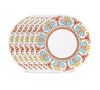 Corelle Global Collection Vitrelle Dinner Plates Set, Triple Layer Recycled Glass, Lightweight Eco-Friendly 10-1/4-In Plates Set, Terracotta Dreams (Pack of 6)