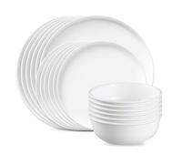 Corelle Luxe Atlas 18-Piece Dinnerware Set, Service for 6 | 30% Thicker, 25% Heavier Vitrelle Glass | Modern Deep Rim Plates & Bowls | Dishwasher, Microwave & Oven Safe | Made in USA