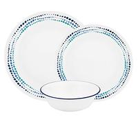 Corelle Ocean Blues Chip and Break Resistant Dinner Set for 4 Person, Blue, 12-Piece