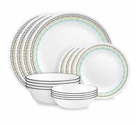Corelle® Paloma 16-Piece Dinnerware Set, Service for 4, Black, Aqua, Goldenrod