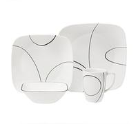 Corelle Simple Lines Square 16pc Dinner Set