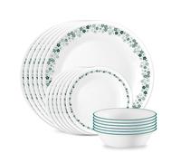 Corelle Spring Blossom Teal 18-Piece Round Dinnerware Set, Service for 6