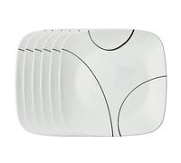 Corelle Square Simple Lines Lunch Plate Set, 6 Pack