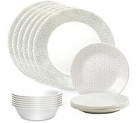 Corelle Vitrelle 18 Piece Glass Dinnerware Sets, Service for 6, Triple Layer Chip & Crack Resistant Glass Plate and Bowl Sets, Knox