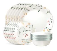Corelle Vitrelle 18 Piece Glass Dinnerware Sets, Service for 6, Triple Layer Chip & Crack Resistant Glass Plate and Bowl Sets, Wildflower