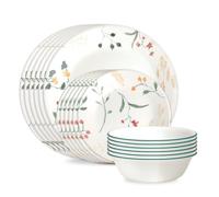 Corelle Vitrelle 18 Piece Glass Dinnerware Sets, Service for 6, Triple Layer Chip & Crack Resistant Glass Plate and Bowl Sets, Wildflower