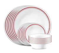 Corelle Vitrelle 18-Piece Service for 6 Dinnerware Set, Triple Layer Glass and Chip Resistant, Lightweight Round Plates and Bowls Set, Logan
