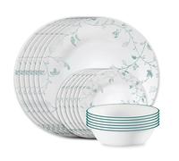 Corelle Vitrelle 18-Piece Service for 6 Dinnerware Set, Triple Layer Glass and Chip Resistant, Lightweight Round Plates and Bowls Set, Chambord