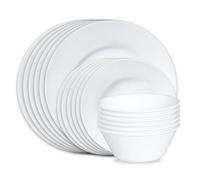 Corelle Vitrelle 18-Piece Service for 6 Dinnerware Set, Triple Layer Glass and Chip Resistant, Lightweight Round Plates and Bowls Set, Dazzling White