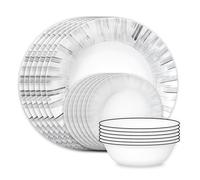 Corelle Vitrelle 18-Piece Service for 6 Dinnerware Set, Triple Layer Glass and Chip Resistant, Lightweight Round Plates and Bowls Set, Arica