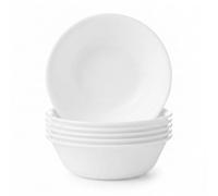 Corelle Vitrelle 6-Piece Soup/Cereal Bowl Set Triple Layer Glass and Chip Resistant, 18-Oz Lightweight Round Bowls, Winter Frost White