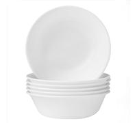 Corelle Vitrelle 6-Piece Soup/Cereal Bowl Set Triple Layer Glass and Chip Resistant, 18-Oz Lightweight Round Bowls, Winter Frost White