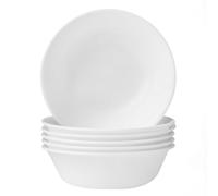 Corelle Vitrelle 6-Piece Soup/Cereal Bowl Set Triple Layer Glass and Chip Resistant, 18-Oz Lightweight Round Bowls, Winter Frost White