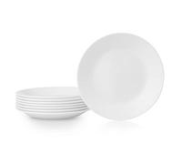 Corelle Vitrelle 8-Piece Appetizer Plates Set, Triple Layer Glass and Chip Resistant, Lightweight Round 6-3/4-inch Plates, Winter Frost White