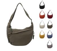 Corelration Women's Fashion Plain Color Nylon Crossbody Bag - Naturally Nylon Crossbody Bag, Slouchy Sling (Green)
