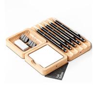 COREMINDED Modular Office Desk Organizer Tray Set-Wooden Desk Organizer, Solid Wood Desk Tray Organizer with Felt - Desktop Organizer Wood Desk Accessories-Set A