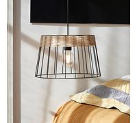 COREP Indah pendant light, black, Ø 35 cm, metal/rattan