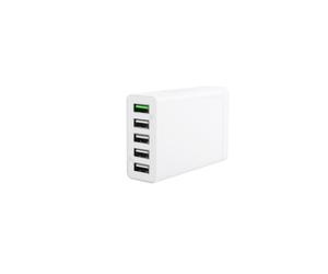 CoreParts MBXUSBA-AC0004 6-Port USB-A Charger, 5V 2.4A per Port, 8A 40W Total, Black, with 1.2m EU Power Cord