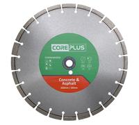 CorePlus Concrete & Asphalt Diamond Blade 350mm x 20mm Bore - Abrasive Blade for Concrete, Gritstone, Breeze Blocks & Hard Materials, EN 13236 Quality Standard