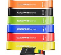 COREZONE Resistance Bands Set of 6 - Loop Exercise Bands for Working Out, Booty Bands for Women & Men, Glutes, Legs, Bum, Home Gym Workout, Yoga, Pilates, Physical Therapy - 6 Resistance Levels