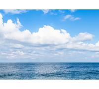 CORFOTO 1.5x1.2m Fabric Wide Bright Blue Ocean Surface Gentle Rippling Waves Soft Fluffy White Cumulus Clouds Seascape Backdrop Travel Outdoor Portrait Photography Background