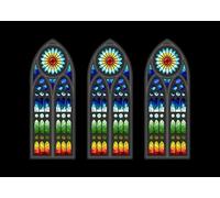 CORFOTO 1.5x1.2m Rose Window Gothic Stained Glass Backdrop Rainbow Color Mosaic Tall Arched Church Window Black Background Medieval Cathedral Fabric Art Portrait Photography Background